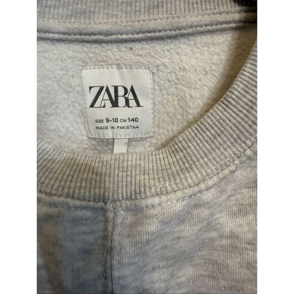 Zara Kids Crew Neck Long Sleeve Pullover Sweatshirt Heathered Gray Size 9-10 - Picture 9 of 10